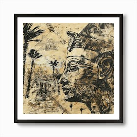 Egyptian Head Nofretete Pyramid Art Print