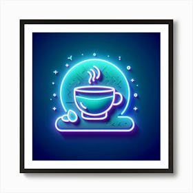 Neon Coffee Cup Icon Vector Illustration Art Print