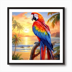 Parrot At Sunset 2 Art Print