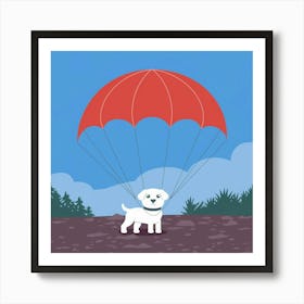 An Illustration Of A White Dog Wearing A Jn9shmwwt2uhyqzfjc5pda K8gjhamyq0wpmanxxtn6ka Art Print