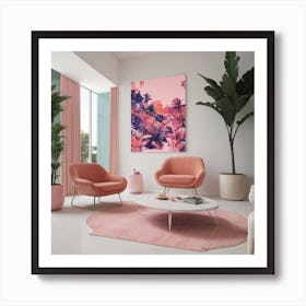 Pink Living Room Art Print