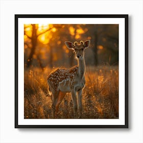 Deer At Sunset Art Print