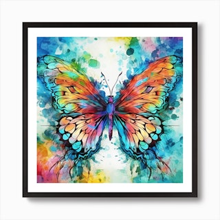 Linograph Butterfly Art - Cryptofunk Creative - Paintings & Prints
