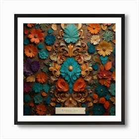 Flowers On A Brown Background Art Print