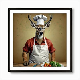 Chef Deer 1 Art Print