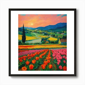 Tulips At Sunset Art Print