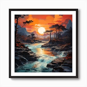 Sunset River Art Print