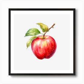 Red Apple On Black Background Art Print