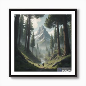 Man Walking Through A Forest Art Print