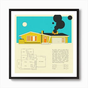 Mid Century Home Design Square Art Print