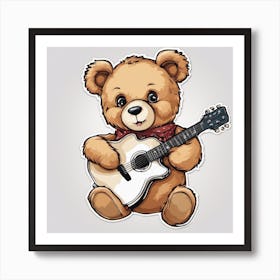 Teddy Bear Playing Guitar Art Print