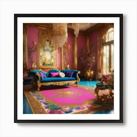 Futuristic Beautiful French Mansion Interior Sitti (15) Art Print