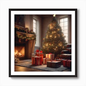 Christmas Tree In The Living Room 72 Art Print