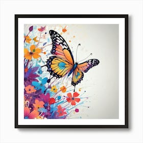 Butterfly With Flowers 11 Art Print