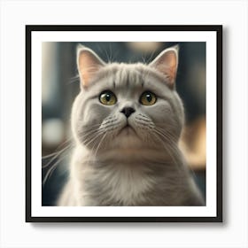 A Cute British Shorthair Kitty, Pixar Style, Watercolor Illustration Style 8k, Png (4) Art Print