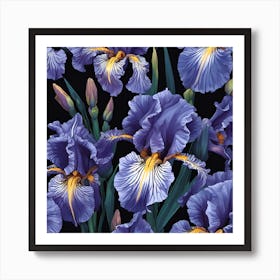 Blue Iris Flowers Art Print