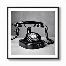 Black And White Telephone Art Print