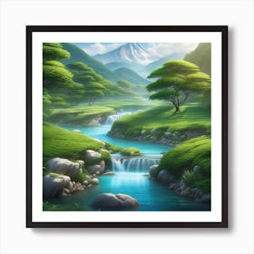 Waterfall In The Forest 6 Art Print