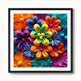 Colorful Paper Flowers Art Print