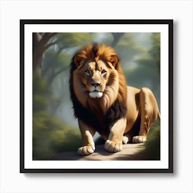 Lion In The Forest Art Print