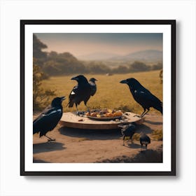 Crow lunch Art Print