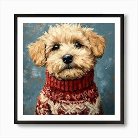 Christmas Golden Dog 5 Art Print