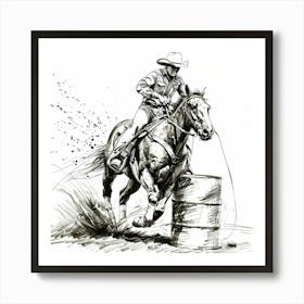 Cowboy Riding A Horse 3 Art Print