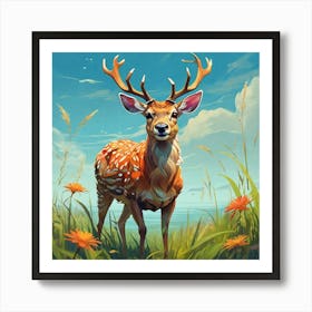 Deer In The Meadow 2 Art Print