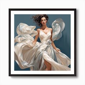 Woman In A White Dress Art Print