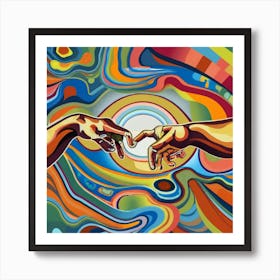 The Creation Of Adam Colourful Study Art Print