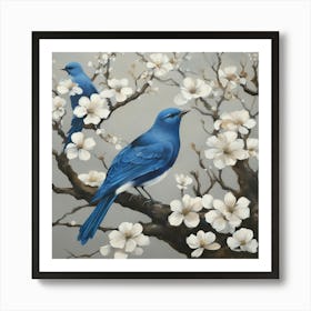 Bluebirds In Blossom 1 Art Print