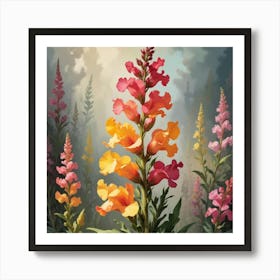 Snapdragon Floral Botanical Vintage Poster Flower Art Print 1 Art Print