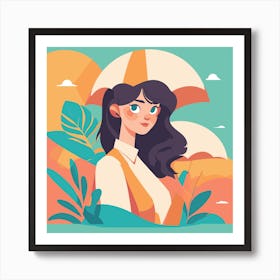 Girl With Umbrella Art Print