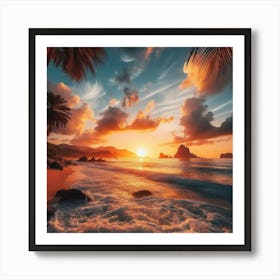 Sunset On The Beach Art Print