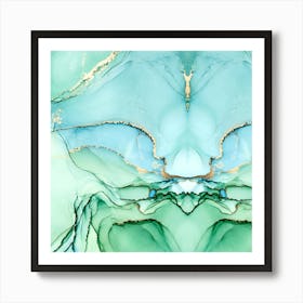 Marble Elegance Green and Gold Art Print