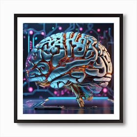 Brain On A Circuit Board 88 Art Print