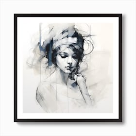 Modern Elegance: Nordic-Inspired Etching Art Art Print