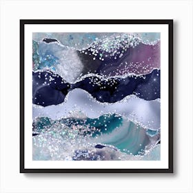 Ocean Glitter Agate Texture 06 1 Art Print
