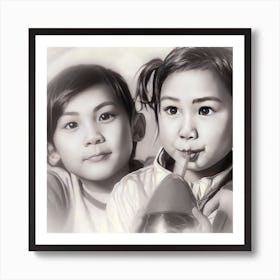 Two Asian Girls Art Print