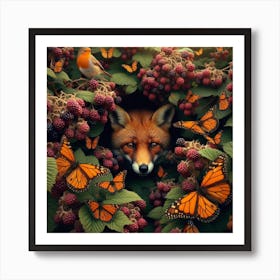 Fox In The Bushes Art Print