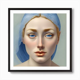 Blue Haired Woman Art Print