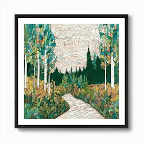 Path In The Woods, abstract art Art Print