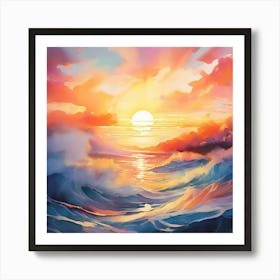 Sunset Over The Ocean Art Print