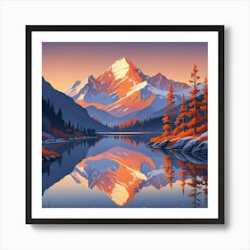 Mountain Lake Landscape Art Print (1) Art Print