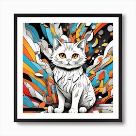white cat Art Print