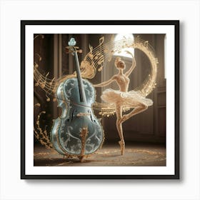 Ballet Dancer And Cello Art Print