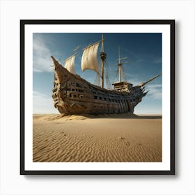 Ship In The Desert Art Print