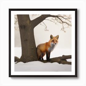 Fox In The Snow Art Print