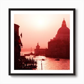 Venetian Dreams Grand Canal - photo square red black italy travel living room Art Print