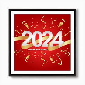 Happy New Year 2024 Art Print